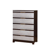 Wooden Chest With 5 Drawers, Silver & Espresso Brown Wooden Chest With 5 Drawers, Silver & Espresso Brown