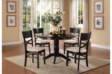 Transitional Wooden Dinette Pack with Four Chairs, Black and White, Pack of Five