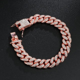 Hip Hop Iced Out Paved Rhinestones 1Set 13MM Gold Full Miami Curb Cuban Chain