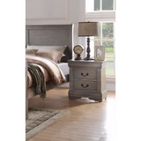Traditional 2 Drawers wood Nightstand By Louis Philippe III, Grey