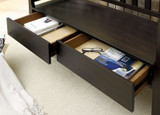Slatted Pattern Wooden Bench With 2 Under Seat Drawers In Walnut Brown