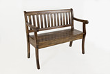 Slat Pattern Wooden Bench with Hidden Storage Space, Oak Brown