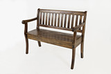 Slat Pattern Wooden Bench with Hidden Storage Space, Oak Brown