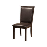 Rubberwood Side Chair With Faux Leather Back And Seat Set Of 2 Brown