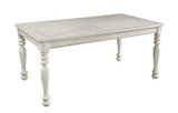 Rectangular Shaped Wooden Dining Table with Turned Legs, White