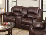 Polished MicroFiber Loveseat With Console (Motion), Brown