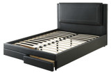 Pine Wood/ Bonded Leather Eastern King Size Bed In Black