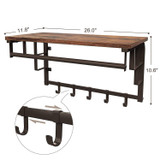 Metal Framed Wall Mounted Coat Rack with One Storage Shelf, Brown and Black