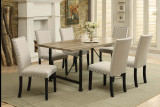 Metal Framed Dining Table with Smooth Wooden Top, Black and Brown
