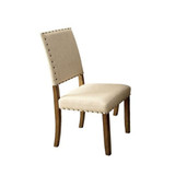 Melston I Side Chair With Ivory Flax Fabric, Natural Tone , Set Of 2