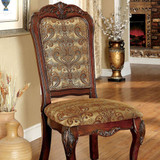 Medieve Traditional Side Chair, Cherry Finish, Set Of Two