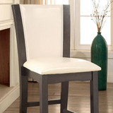 Manhattan I Side Chair With White Pu, Gray, Set Of 2