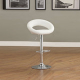 Leather & Metal Bar Stool, With Adjustable Height, Pack Of 2, White