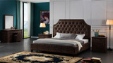 Leatherette Upholstered Wooden Eastern King Sized Bed with Tufted Headboard, Brown Leatherette Upholstered Wooden Eastern King Sized Bed with Tufted Headboard, Brown