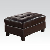 Leatherette Upholstered Tufted Ottoman with Storage, Espresso Brown