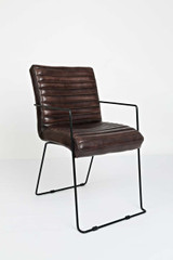 Leatherette Upholstered Dining Chair with Metal Legs, Set of Two, Cherry Brown and Black Leatherette Upholstered Dining Chair with Metal Legs, Set of Two, Cherry Brown and Black