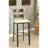 Jazlyn II Industrial Bar Chair In Ivory Flax Fabric Set Of 2