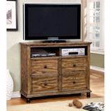 Industrial Design Wooden Media Chest, Dark Oak Brown Industrial Design Wooden Media Chest, Dark Oak Brown