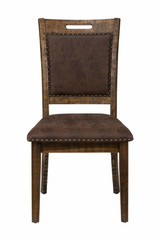 Faux Leather Upholstered Wooden Dining Chair, Set of 2, Brown