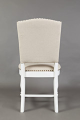 Fabric Upholstered Wooden Armless Dining Chair, Set of 2, White and Beige Fabric Upholstered Wooden Armless Dining Chair, Set of 2, White and Beige