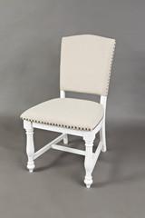 Fabric Upholstered Wooden Armless Dining Chair, Set of 2, White and Beige Fabric Upholstered Wooden Armless Dining Chair, Set of 2, White and Beige