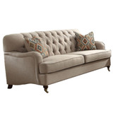 Fabric Upholstered Sofa with 2 Pillows, Beige