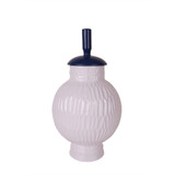 Elegant decorative Ceramic Covered Jar, White And Blue