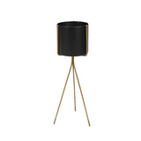 Contemporary Style Metal Planter on Tripod Style Stand, Black and Gold Contemporary Style Metal Planter on Tripod Style Stand, Black and Gold