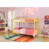 Contemporary Metal Twin Over Twin Bunk Bed with 2 Side Ladders, Yellow