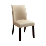 Cimma Contemporary Side Chair, Ivory & Espresso, Set Of 2