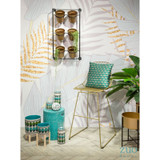 Retro Md Candle Holder Green & Teal