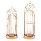 Birdcage Candle Holder Lg Gold