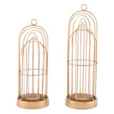 Birdcage Candle Holder Lg Gold