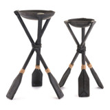 Paddle Candle Holder Lg  Black