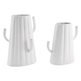 Cactus Metal Vase Sm White Cactus Metal Vase Sm White
