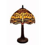 Tiffany Style Amber Dragonfly Table Lamp