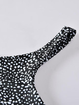 Asymmetric One-Shoulder Polka-Dot Split Bikini Swimsuit