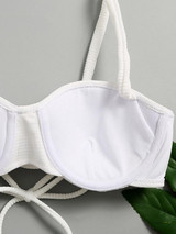 Spaghetti-Neck Falbala Bikini Swimsuit