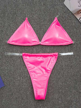 Solid Color Light Skin Triangles Split Bikini Swimsuit Solid Color Light Skin Triangles Split Bikini Swimsuit