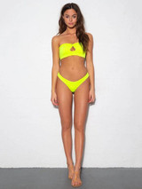 Strapless Knotted Solid Color Split Bikini Swimsuit