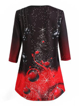 3D Round-Neck Three Quarter Sleeves Printed Sequins Blouse