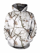 3D Hooded Cap Printed Branch Pullover Hoodie