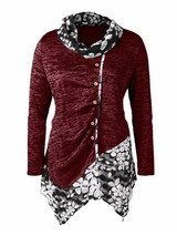 Casual Contrast Color Printed Blouses&Shirts Tops