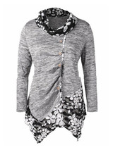 Casual Contrast Color Printed Blouses&Shirts Tops