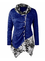 Casual Contrast Color Printed Blouses&Shirts Tops