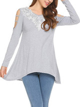 Casual Split-Joint Lace Blouses&Shirts Tops