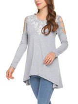 Casual Split-Joint Lace Blouses&Shirts Tops