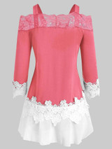 Vintage Lace Contrast Color Mini Dresses