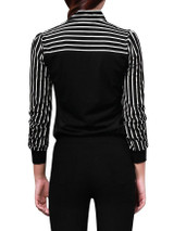 Casual Contrast Color Striped Blouses&Shirts Tops