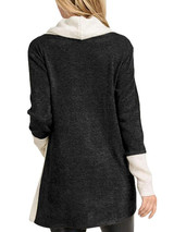 Casual Contrast Color High-Neck Blouses&Shirts Tops